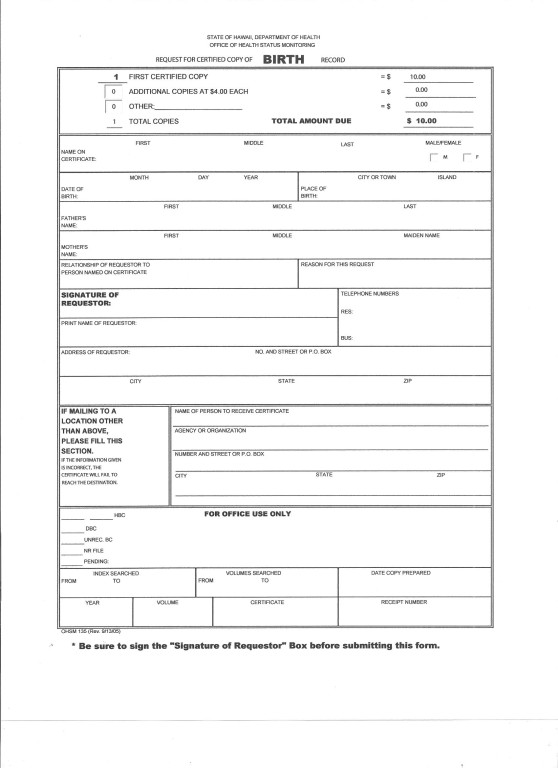 Mississippi Birth Certificate Long Form